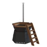 Банный чан 6 граней на подставке с ветрозащитой/печь (Чёрный)